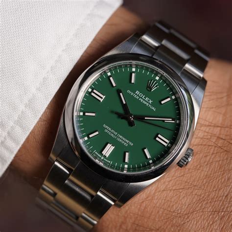 rolex oyster perpetual ref. 126000 - green dial.